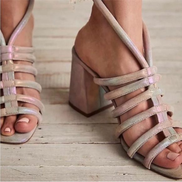 New FREE PEOPLE |‎ COLETTE CINCHED HEEL | RAINBOW METALLIC size 39 /8.5 - Picture 10 of 12